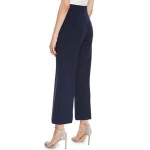 St. John Wide Leg Milano Knit Ankle Crop Pants Navy Women’s Size XS Luxury.  11